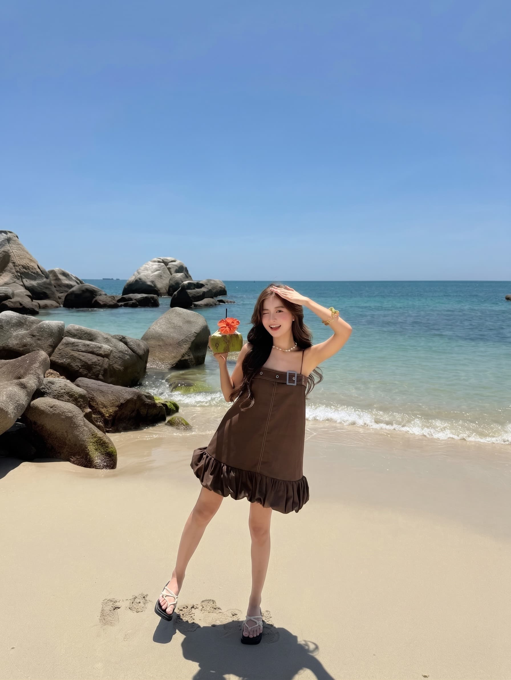 Đầm Hai Dây Suông Phối Đai Khóa - Hazel Dress — chi tiết